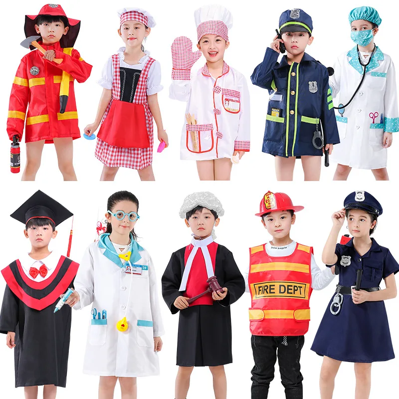 Children Professional Play Uniform Kids Halloween Party Cosplay Costume Doctor Nurse Navy Astronaut Barber Workers Firemen Suit
Children Professional Play Uniform Kids Halloween Party Cosplay Costume Doctor Nurse Navy Astronaut Barber Workers Firemen Suit