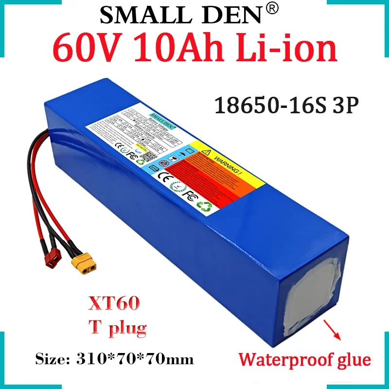 

60V 10Ah 18650 16S3P Lithium Battery Pack Witn BMS 800-1200W Motor High Power For 67.2V E-Bike Scooter Rechargeable Li-ion Cell