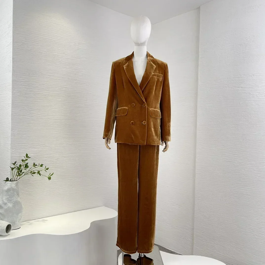 New Collection Black Retro Mulberry Silk Slight Stretch with Button Pockets Blazer and Pants Set Women Autumn Winter Suits
New Collection Black Retro Mulberry Silk Slight Stretch with Button Pockets Blazer and Pants Set Women Autumn Winter Suits