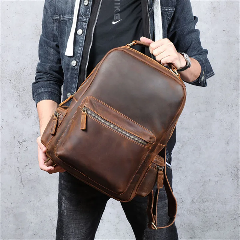 Vintage fashion crazy horse cowhide men women large-capacity backpack outdoor weekend work genuine leather notebook school bag
Vintage fashion crazy horse cowhide men women large-capacity backpack outdoor weekend work genuine leather notebook school bag