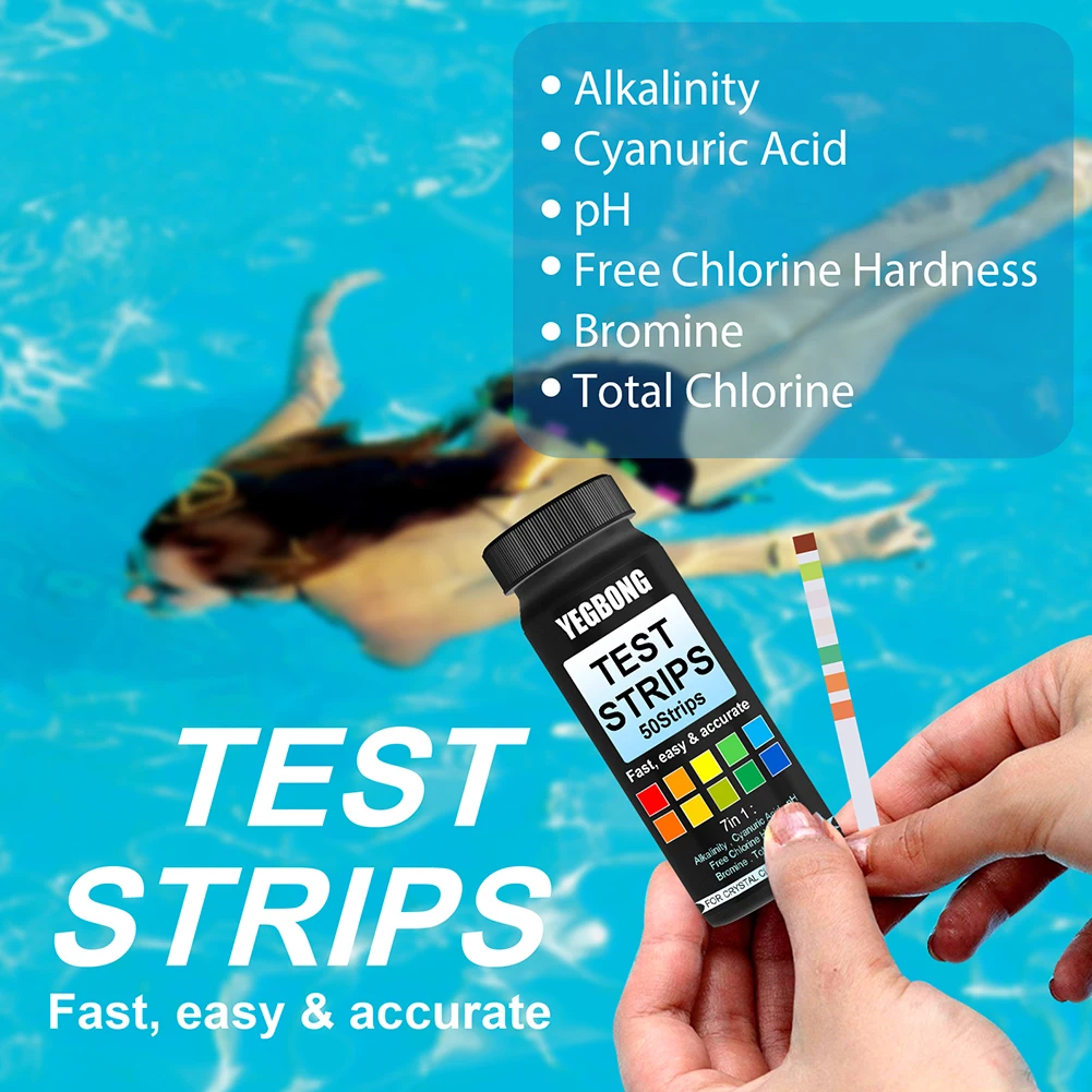 1 Bottle 50pcs 7 In 1 Water Test Strips Pool PH Test Paper Swimming Pool SPA Testing Strips For 7 Parameters Nitrate
1 Bottle 50pcs 7 In 1 Water Test Strips Pool PH Test Paper Swimming Pool SPA Testing Strips For 7 Parameters Nitrate