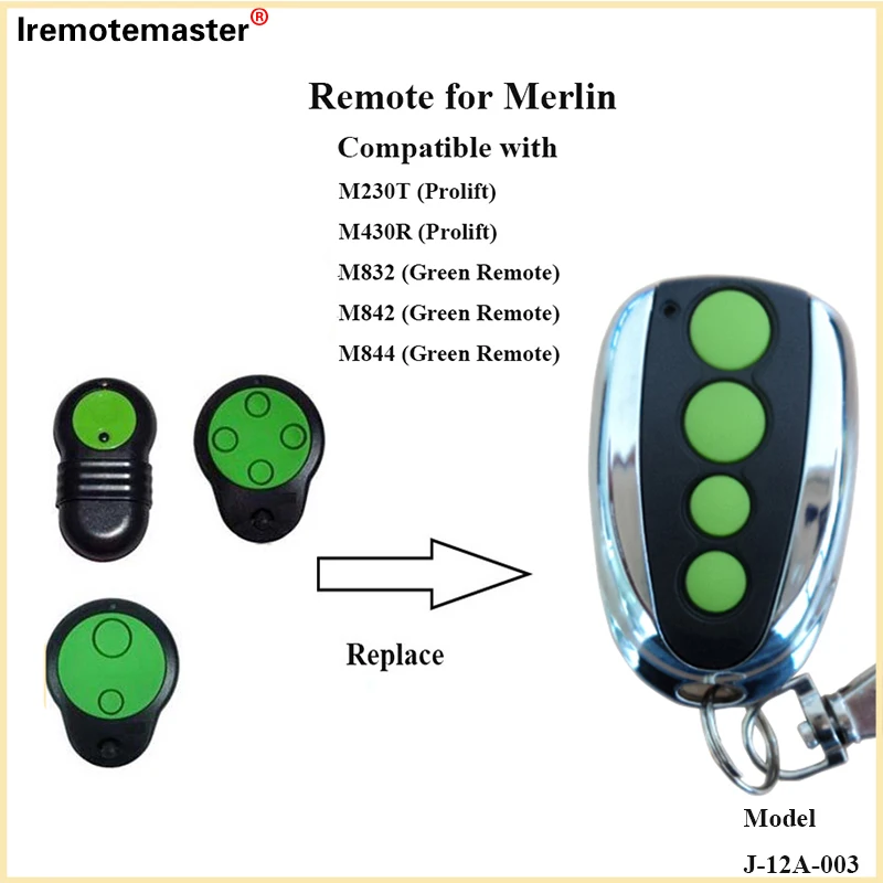 For Merlin M832 Rolling Code 433.92MHZ Garage Door Remote Control Green Button Mandos Garaje Gate Openers Replacement
For Merlin M832 Rolling Code 433.92MHZ Garage Door Remote Control Green Button Mandos Garaje Gate Openers Replacement
