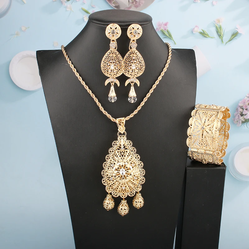 Wedding Jewelry Set Algeria Wedding Jewelry Women Necklace Gold Plated Pendant Earrings Cuff Bracelet Moroccan Arabic Fashion
Wedding Jewelry Set Algeria Wedding Jewelry Women Necklace Gold Plated Pendant Earrings Cuff Bracelet Moroccan Arabic Fashion