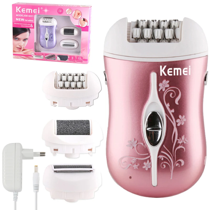 

Kemei Original 3in1 washable Epilator Electric Female Face Body Hair Removal Leg Bikini Lady Shaver Remover Callus Rechargeable