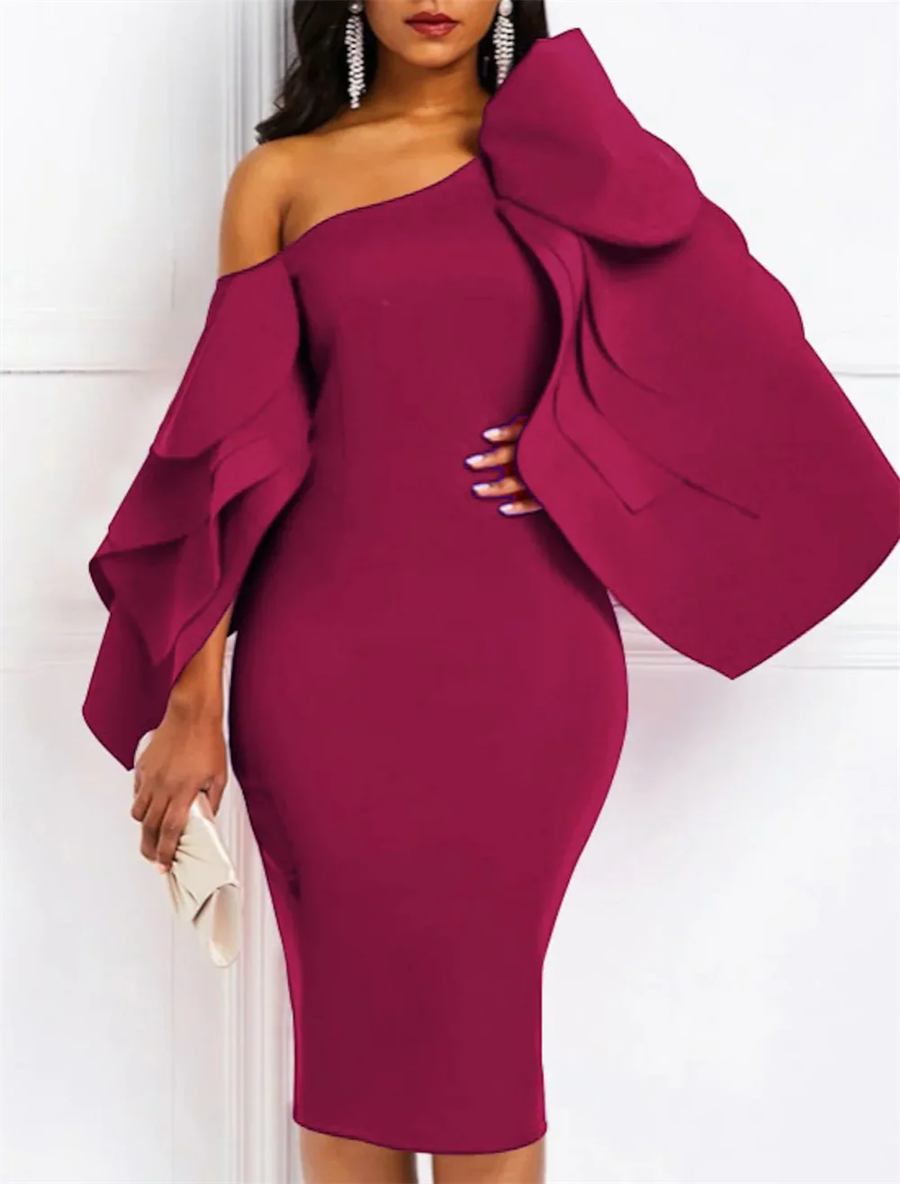 Robes De Cocktail Sheath / Column Sexy Party Formal Evening Dress One Shoulder Long Sleeve Knee Length Satin with Drapi
Robes De Cocktail Sheath / Column Sexy Party Formal Evening Dress One Shoulder Long Sleeve Knee Length Satin with Drapi
