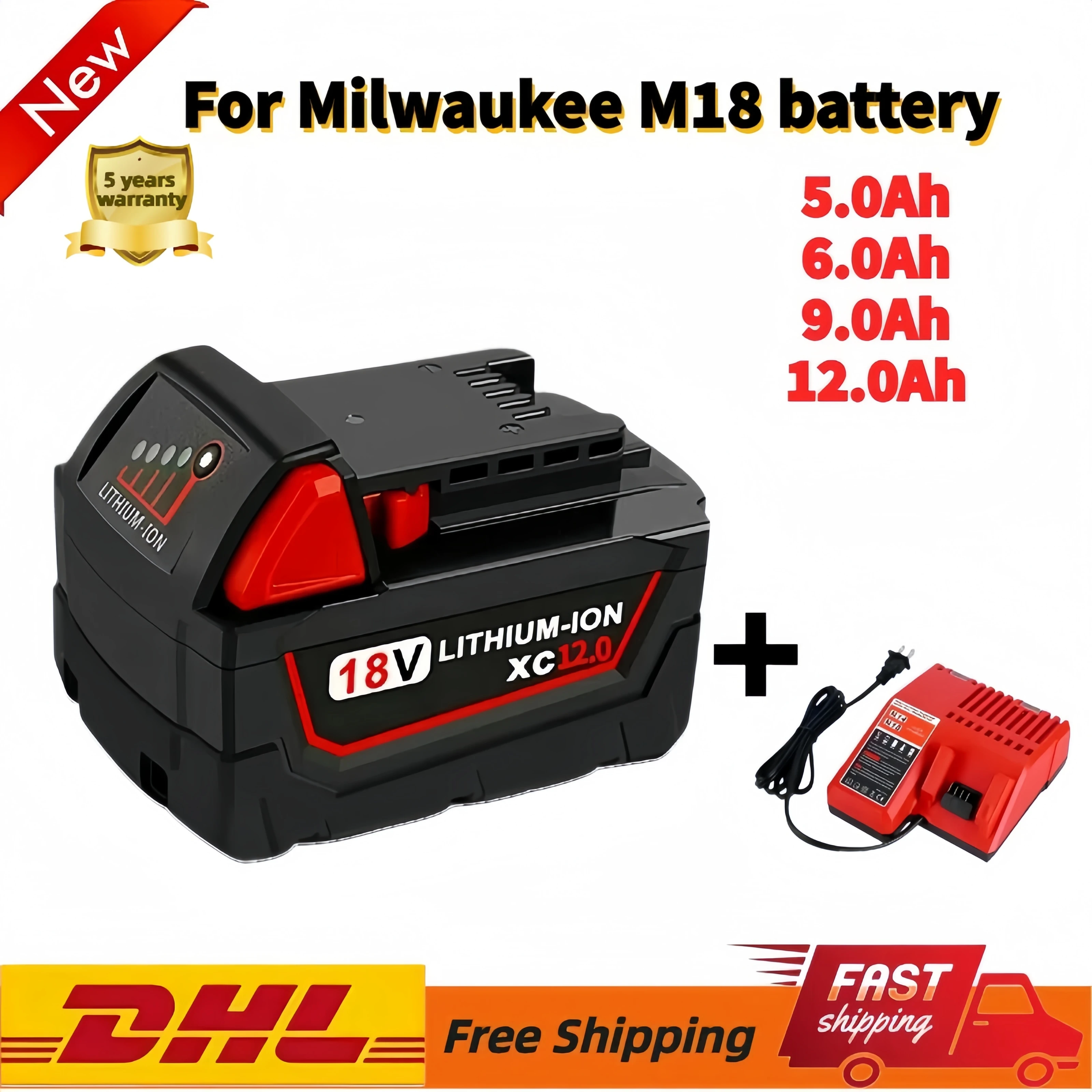 NEW 18V 9AH For Milwaukee Battery 18B6 18V XC Li-ion 48-11-1860 48-11-1852 48-11-1850 48-11-1840 48-11-1820 Batteries Charger
NEW 18V 9AH For Milwaukee Battery 18B6 18V XC Li-ion 48-11-1860 48-11-1852 48-11-1850 48-11-1840 48-11-1820 Batteries Charger