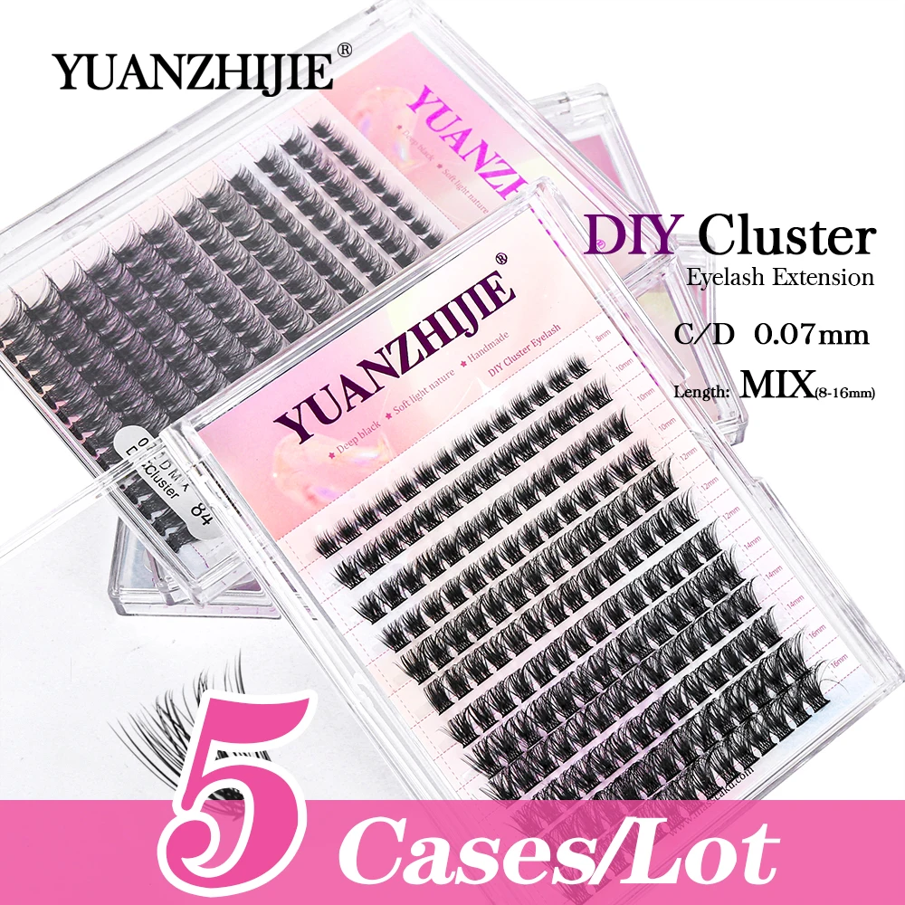 

YUANZHIJIE DIY Individual Cluster Lashes 144 Fake lashes Cat Eye Look Tail Elongated Eyelashes Fans Easy to Operate Big Fans