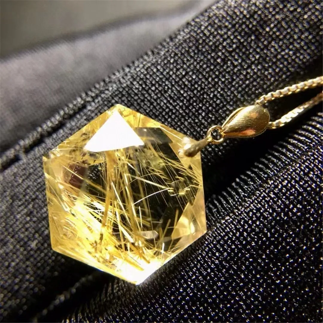 Natural Gold Hair Rutilated Quartz Pendant Jewelry For Woman Man Wealth Gift Clear Crystal 15x14x7mm Beads 18K Gold AAAAA
Natural Gold Hair Rutilated Quartz Pendant Jewelry For Woman Man Wealth Gift Clear Crystal 15x14x7mm Beads 18K Gold AAAAA