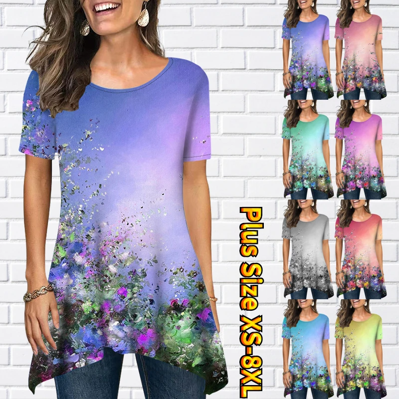 2023 Women's Fashion T-shirt Vintage Round Neck Top Loose Short Sleeve Summer Fashion T-shirt Everyday Flower Printing Clothing
2023 Women's Fashion T-shirt Vintage Round Neck Top Loose Short Sleeve Summer Fashion T-shirt Everyday Flower Printing Clothing