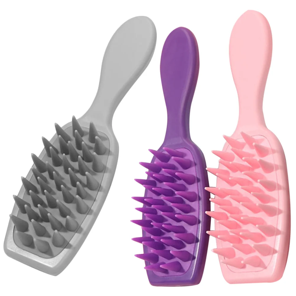 

3 Pcs Massage Comb Shampoo Baby Skin Cleansing Brush Silica Gel Hair Exfoliate Scrub for Scalp