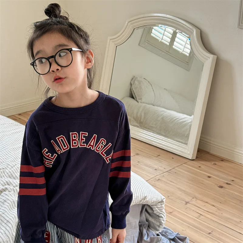 2025 Autumn New Children Long Sleeve T Shirts Boys Girls Letter Embroidery Cotton Tops Kids Casual Sweatshirt Bottoming Shirt 17 Sd3eb7103e69048b78375baa7955e384f5
