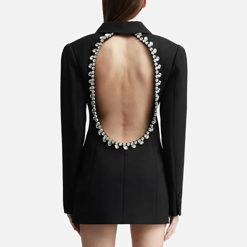 Black Backless Blazer for Women Elegant Long Sleeve Loose Blazers Autumn Winter Fashion Diamond Button Club Party Outfits
Black Backless Blazer for Women Elegant Long Sleeve Loose Blazers Autumn Winter Fashion Diamond Button Club Party Outfits