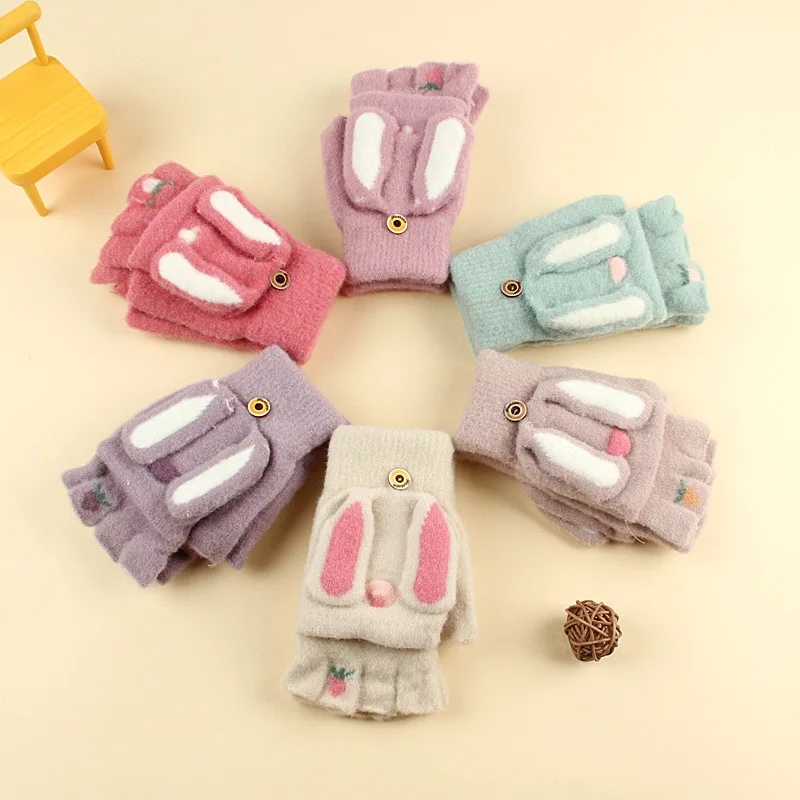 10-20 Years Old Boy Girl Fur Wool Knit Kid Soft Half Finger Flip Glove Children Winter Warm Cute Cartoon Rabbit Knit Mitten
10-20 Years Old Boy Girl Fur Wool Knit Kid Soft Half Finger Flip Glove Children Winter Warm Cute Cartoon Rabbit Knit Mitten