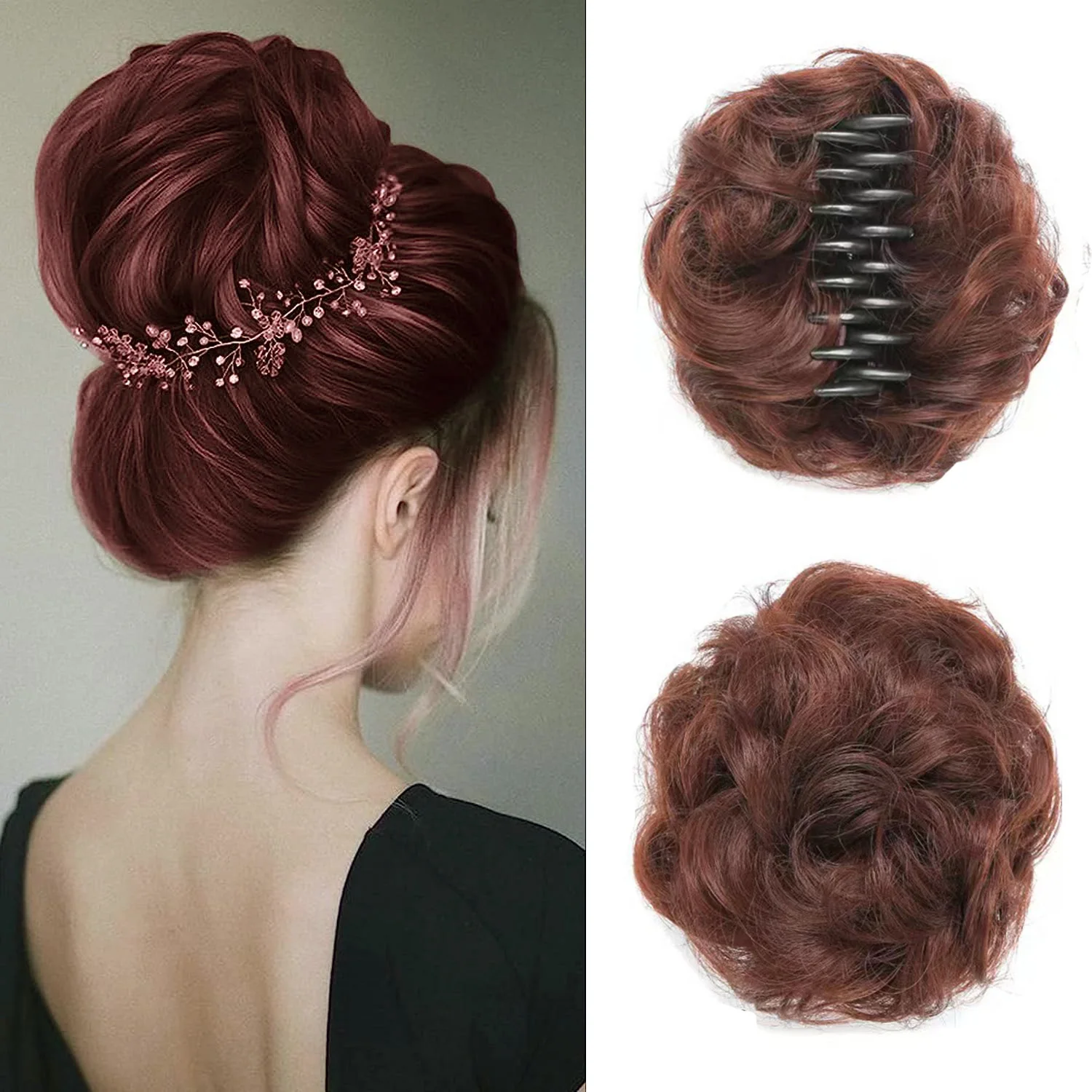 

Claw Clip Messy Bun Hairpiece 1pc Curly Messy Hair Bun Clip in Claw Chignon Ponytail Hairpieces Synthetic Hair Bun Scrunchies