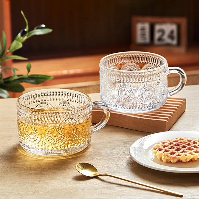 450ML Nordic Style Retro Embossed Transparent Glass Cups with Gold Phnom Penh Coffee Milk Cup Household Teacup Drinking Glasses
450ML Nordic Style Retro Embossed Transparent Glass Cups with Gold Phnom Penh Coffee Milk Cup Household Teacup Drinking Glasses