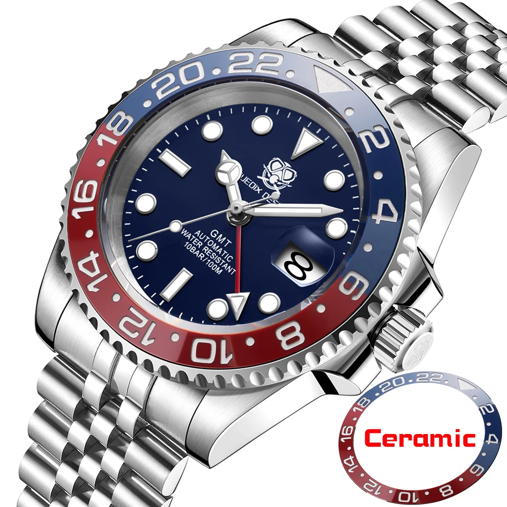 TUEDIX Luxury Men Mechanical Wristwatches Luminous GMT Watch NH34 Movement Sapphire Glass 10Bar Water Resistant Men Watch Clock
TUEDIX Luxury Men Mechanical Wristwatches Luminous GMT Watch NH34 Movement Sapphire Glass 10Bar Water Resistant Men Watch Clock