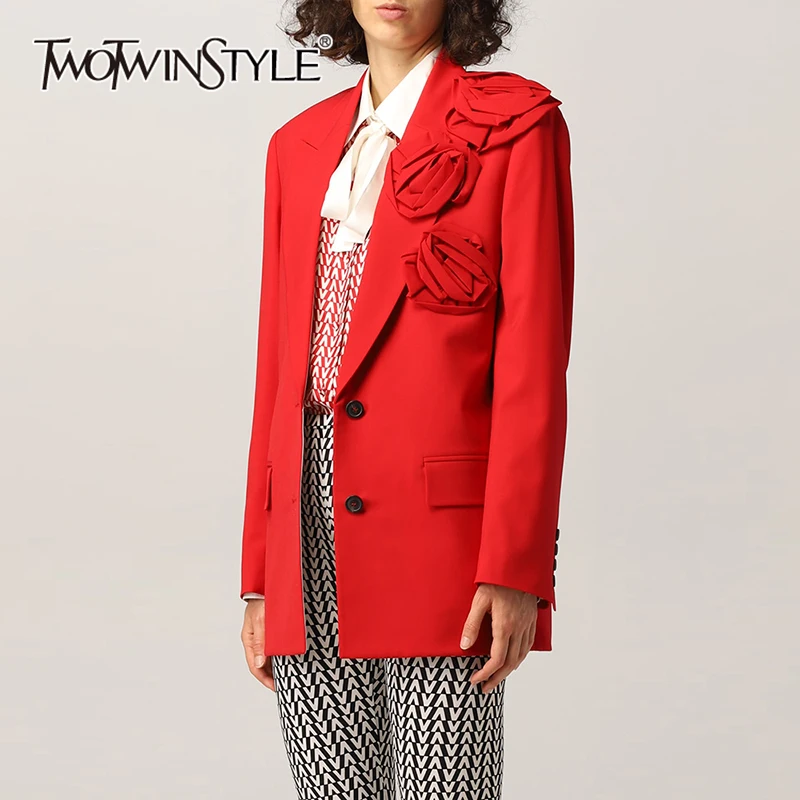 TWOTWINSTYLE Solid Spliced Appliques Blazer For Women Notched Collar Long Sleeve Patchwork Pocket Elegant Chic Blazers Female
TWOTWINSTYLE Solid Spliced Appliques Blazer For Women Notched Collar Long Sleeve Patchwork Pocket Elegant Chic Blazers Female