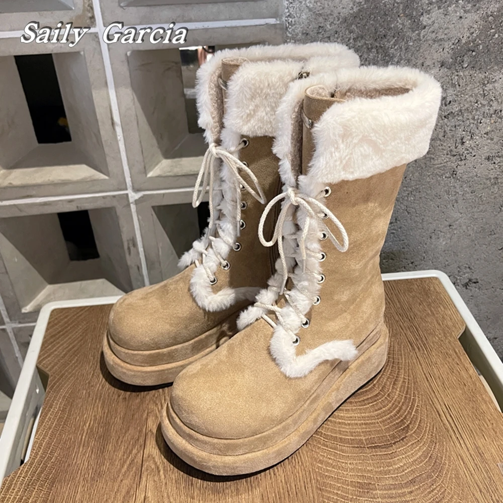 Suede Flange Fur Wool Side Zipper Thicked-Sole Snow Boots 2023 Winter New Solid Mid Calf Women Boots Round Toe Short Plush Boots
Suede Flange Fur Wool Side Zipper Thicked-Sole Snow Boots 2023 Winter New Solid Mid Calf Women Boots Round Toe Short Plush Boots