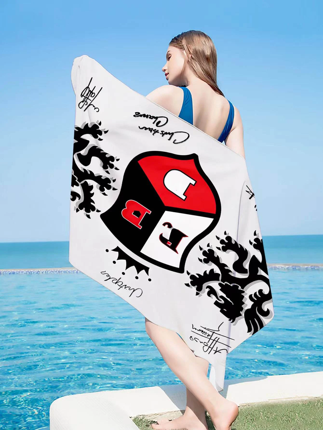 

Summer Quick Dry Custom Sublimation Printed Suede Microfiber Microfibre Waffle Recycled Plastic Sand Free Beach Towel with Logo