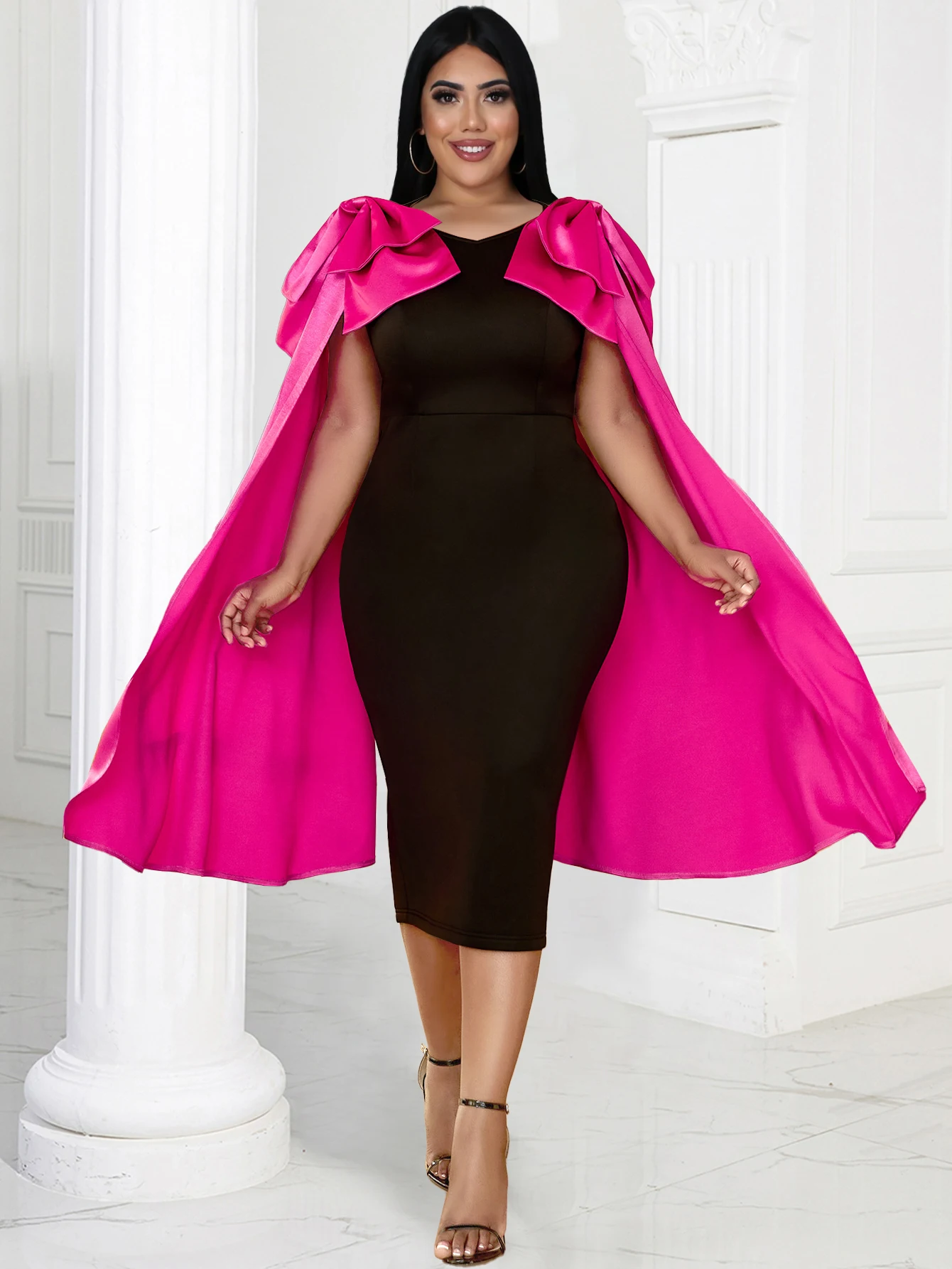Party Dresses for Women Black Rose Patchwork Bowtie Cape Sleeve Bodycon Celebrate Classy Evening Plus Size Midi Outfits 4XL
Party Dresses for Women Black Rose Patchwork Bowtie Cape Sleeve Bodycon Celebrate Classy Evening Plus Size Midi Outfits 4XL