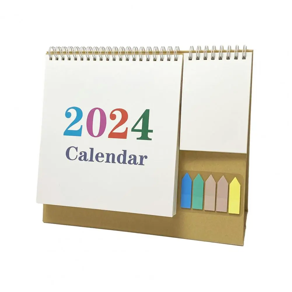 

Настольный календарь 2024 с карманными блокнотами и этикетками, ежемесячный планировщик расписания для дома, офиса, школы