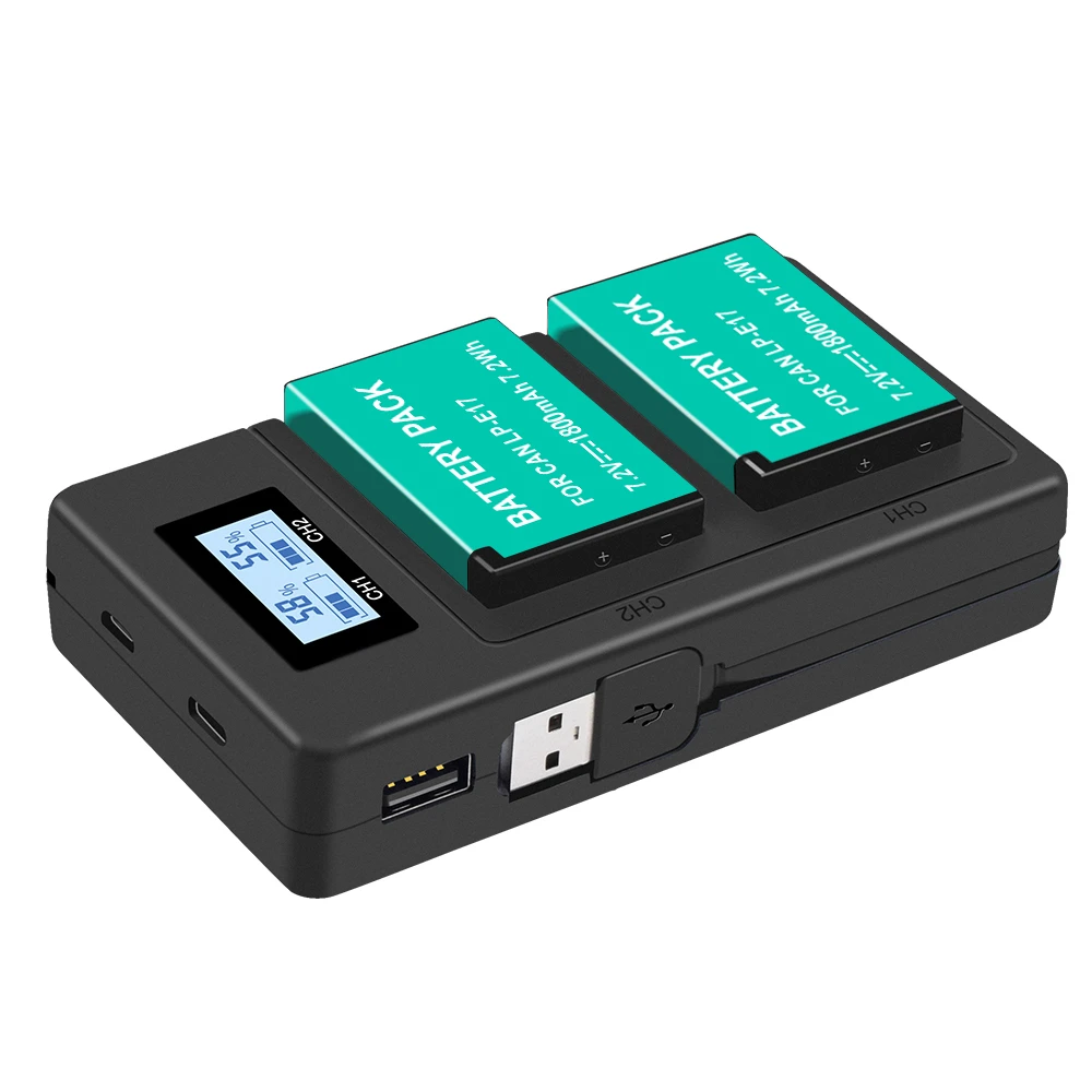 

PALO LPE17 LP E17 LP-E17 Battery + LCD USB Dual Charger for Canon EOS 200D M3 M6 750D 760D T6i T6s 800D 8000D Kiss X8i Cameras