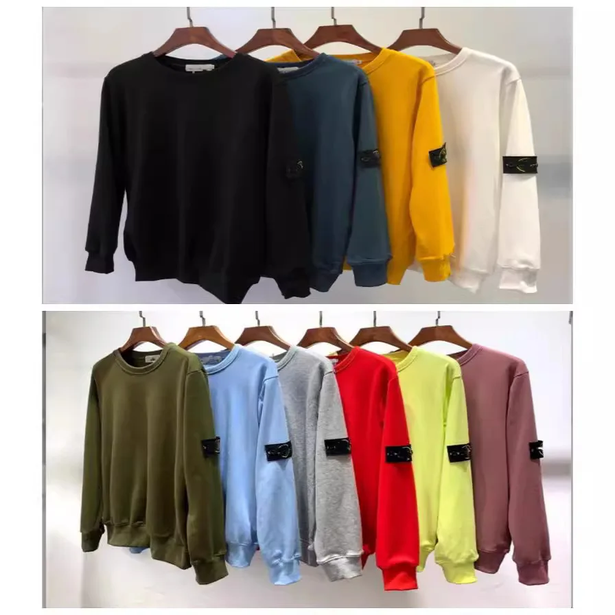 

Supply Spring and Autumn Solid Color Circled Compass Arm Badge Round Neck Sweater for Men Women Same Style Couple Loose Long