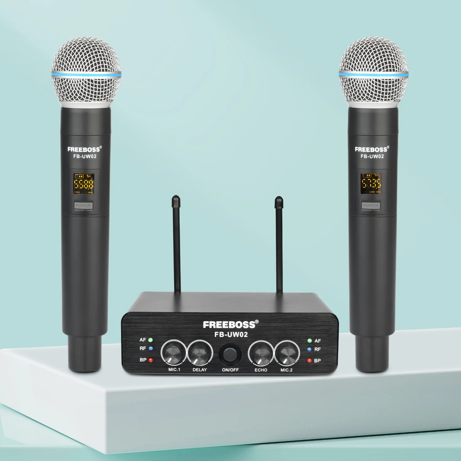 FREEBOSS 2 Handheld UHF Echo Wireless Microphone Delay Effect DC 5V Power 6.3mm Plug Metal Dynamic Wireless Mic FB-UW02
FREEBOSS 2 Handheld UHF Echo Wireless Microphone Delay Effect DC 5V Power 6.3mm Plug Metal Dynamic Wireless Mic FB-UW02