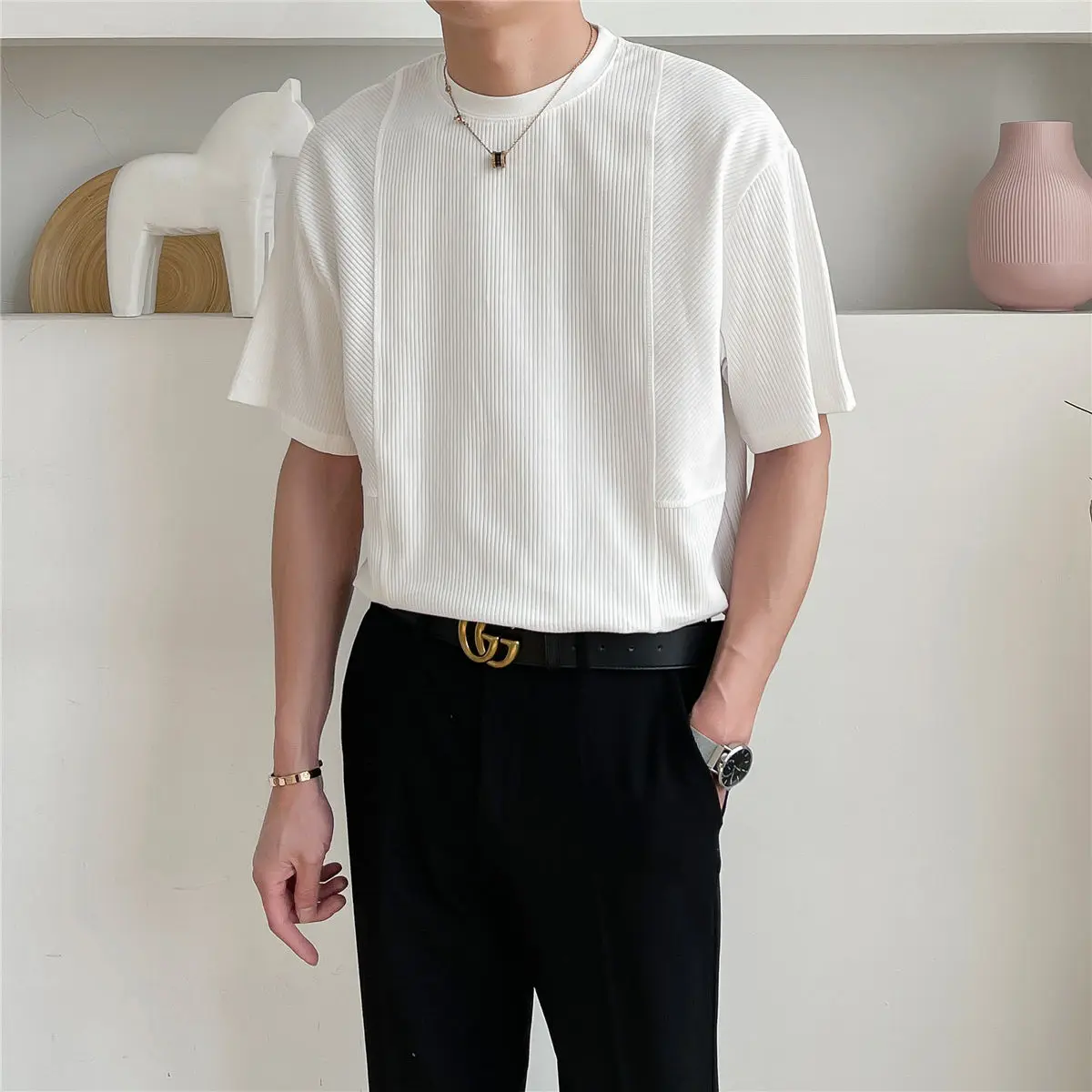 Summer 2024 New Luxury T Shirts Men Short Sleeve O-neck Cool Texture Korean Style Loose Casual solid color Bottoming T-shirt Men
Summer 2024 New Luxury T Shirts Men Short Sleeve O-neck Cool Texture Korean Style Loose Casual solid color Bottoming T-shirt Men