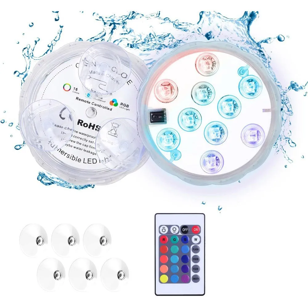 10 Led RGB Submersible Light Underwater Night Lamp Battery Operated Garden Swimming Pool Light for Vase Bowl Wedding Party Decor
10 Led RGB Submersible Light Underwater Night Lamp Battery Operated Garden Swimming Pool Light for Vase Bowl Wedding Party Decor