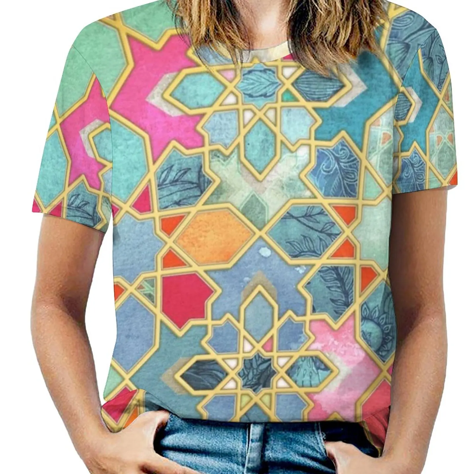 Gilt & Glory-Colorful Moroccan Mosaic Fashion Print Women Ladies Girls T-Shirt Harajuku Round Neck Short Sleeve Tops & Tees
Gilt & Glory-Colorful Moroccan Mosaic Fashion Print Women Ladies Girls T-Shirt Harajuku Round Neck Short Sleeve Tops & Tees
