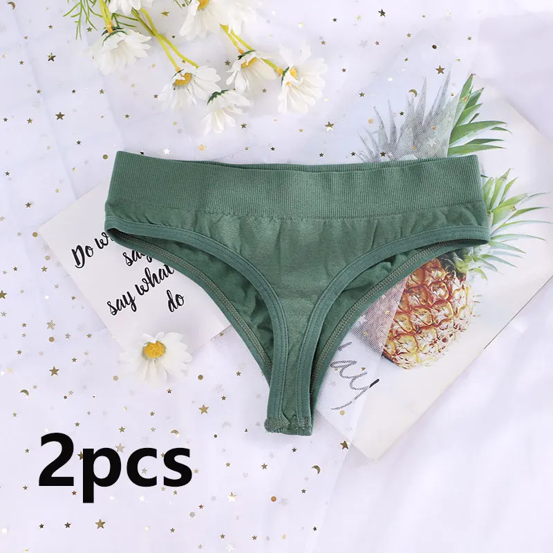 

CHRLEISURE 2PCS Panties Underwear Set Women Briefs Sexy G-String Triangle Underpants Intimate Female Thongs