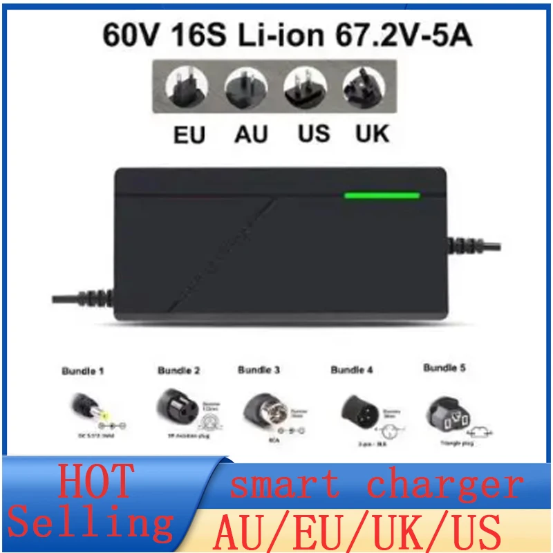 

lithium-ion battery pack New 60V 72V 48V 5A intelligent fast charging 42V 54.6V 67.2V 84V 5A charger 10S 13S 16S 20S