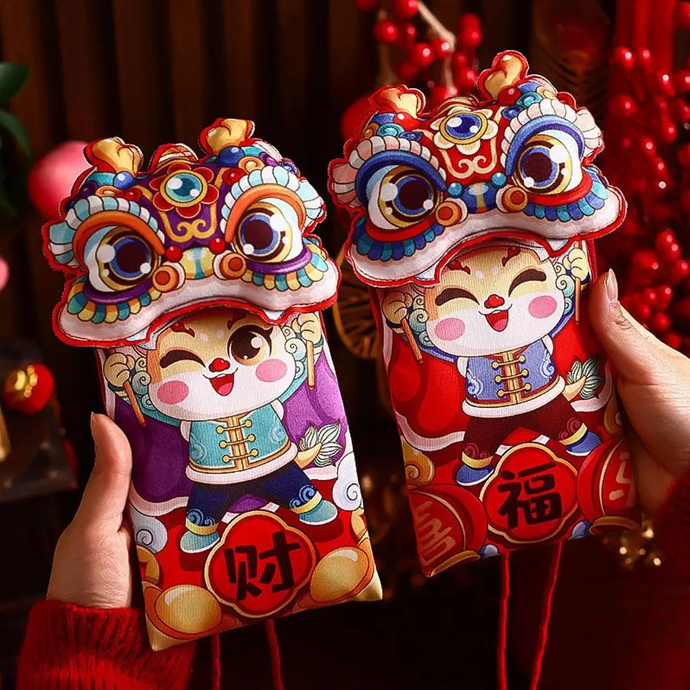 

2024 красный конверт из ткани с изображением дракона для китайского Нового года, креативный Весенний фестиваль, новый год, Детский новогодний красный конверт для денег 2