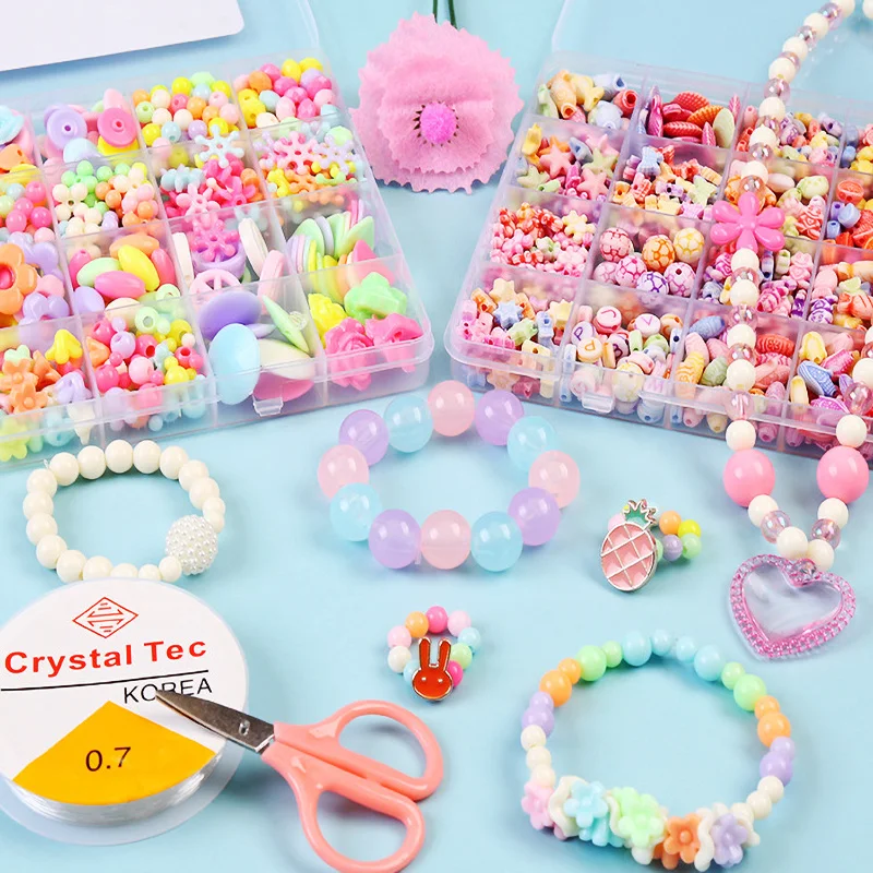 700pcs Multi-Types DIY Bead Set Handmade Toy Accessory Creative Girl WeavingBracelet and Ring Jewelry Making Toys Children Gift | Игрушки и