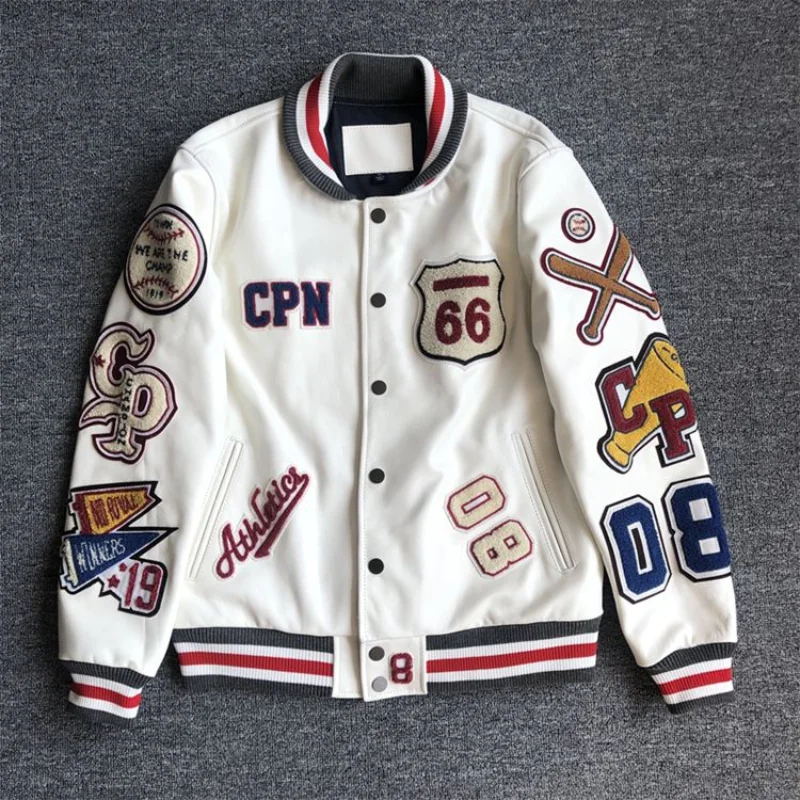 Men's spring and autumn baseball uniform men's handsome trendy leather jacket heavy industry embroidery white short coat ins hot
Men's spring and autumn baseball uniform men's handsome trendy leather jacket heavy industry embroidery white short coat ins hot