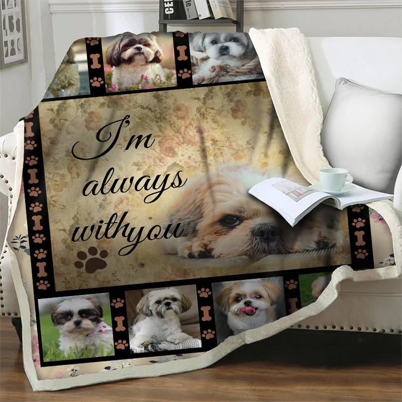 

Cute Dog Flannel Fleece Blankets and Throws for Beds Sofa Soft Warm Home Beddings 3D Print Couch Quilts Cover Office Nap Blanket
