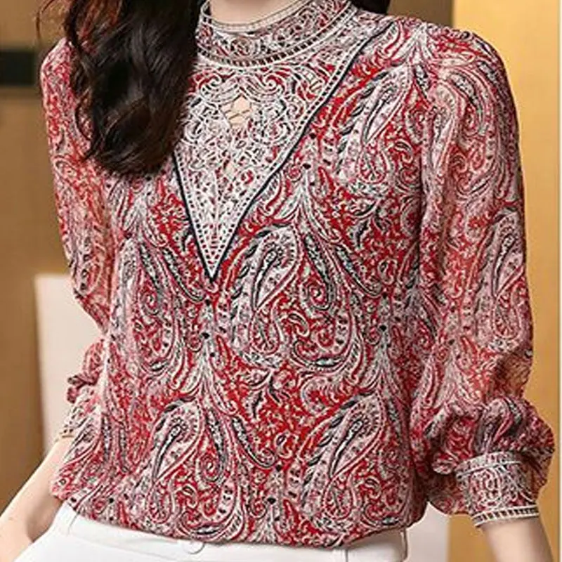 Embroidered Chiffon Shirt Women's Autumn New Slim Fashion Vintage Print Hollow Out Long Sleeve Stand Collar Lantern Sleeve Tops
Embroidered Chiffon Shirt Women's Autumn New Slim Fashion Vintage Print Hollow Out Long Sleeve Stand Collar Lantern Sleeve Tops