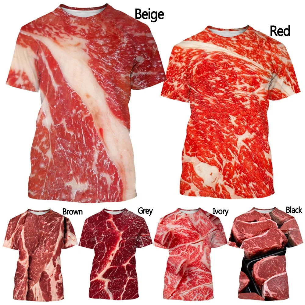 New Personalized Fashion Fun Fresh Meat Beef 3D Printing T-shirt Men's and Women's Casual Short Sleeve Round Neck T-shirt Top
New Personalized Fashion Fun Fresh Meat Beef 3D Printing T-shirt Men's and Women's Casual Short Sleeve Round Neck T-shirt Top