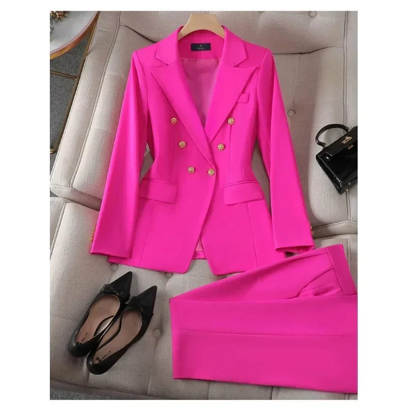 High Quality Women Pant Suit Rose Red Pink White New Fashion Formal Ladies Jacket And Trouser Business Office 2 Piece Blazer Set
High Quality Women Pant Suit Rose Red Pink White New Fashion Formal Ladies Jacket And Trouser Business Office 2 Piece Blazer Set