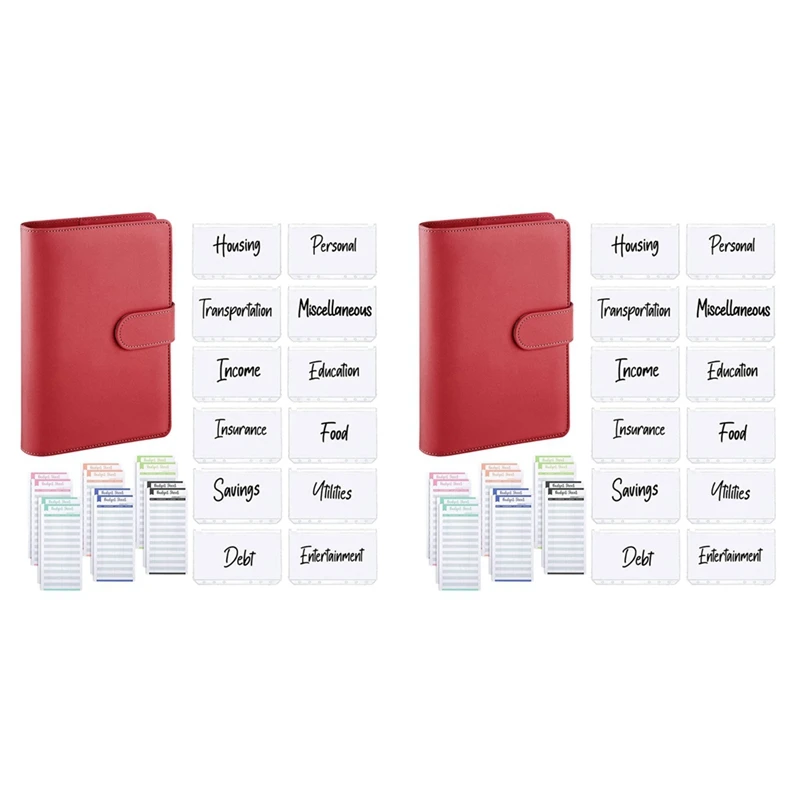 50Pcs A6 PU Leather Budget Binder Set, Binder Cover Personal Planner Binder For Money Saving Cash Envelopes System Red
50Pcs A6 PU Leather Budget Binder Set, Binder Cover Personal Planner Binder For Money Saving Cash Envelopes System Red