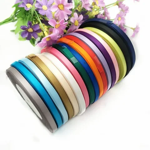 

Hot sell 25 Yards Silk Satin Ribbon 6mm Party Home Wedding Decoration Gift Wrapping Christmas New Year DIY Material 5BB5622