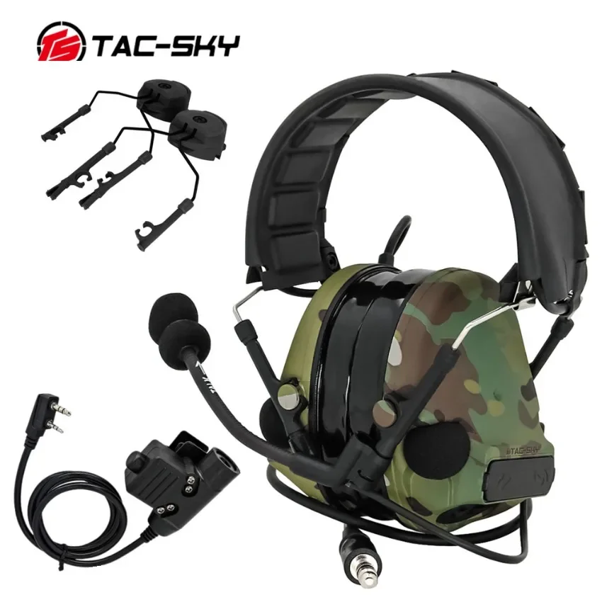 

TS TAC-SKY Tactical Headset COMTAC III Hearing Protection Noise Cancelling Pick-up Shooting Headset + ARC Stand + U94 PTT
