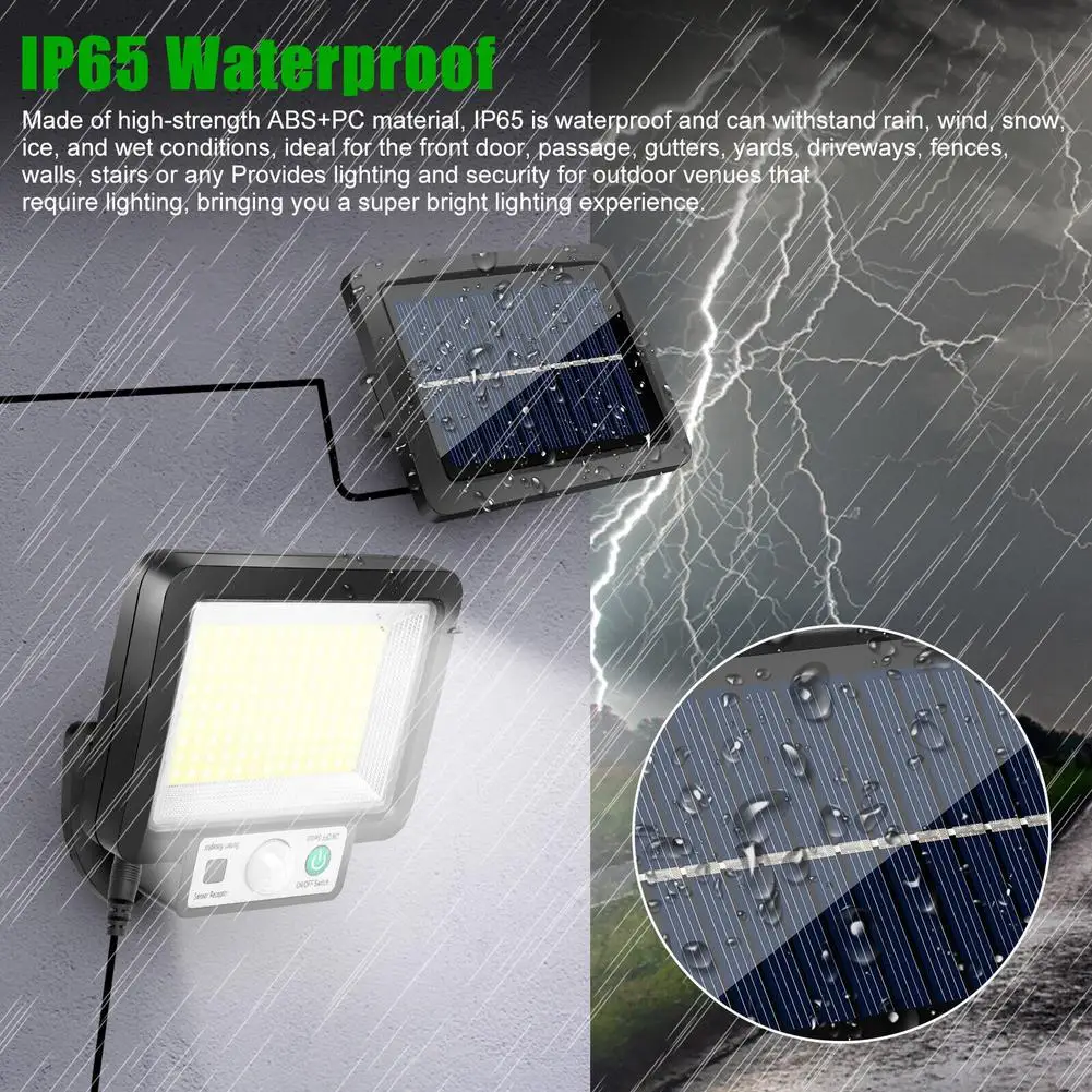 Solar Motion Sensor Light Outdoor 117 COB 3 Working Mode IP65 Waterproof Solar Powered Security Flood Lights Solar Wall Light
Solar Motion Sensor Light Outdoor 117 COB 3 Working Mode IP65 Waterproof Solar Powered Security Flood Lights Solar Wall Light