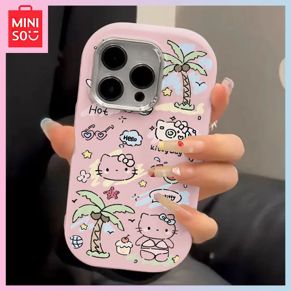 

Miniso Sanrio Hello Kitty Cartoon Pink Kawaii Y2K Iphone 15/14Promax Anti-Slip 13/12/11Pro Phone Case Birthday Gift for Girl