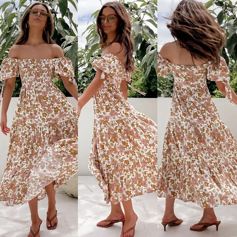 Hot Summer Floral Long Dress Women's Beach Off Shoulder Dresses Long Design 2022 New Female Bohenima Dresses 
Hot Summer Floral Long Dress Women's Beach Off Shoulder Dresses Long Design 2022 New Female Bohenima Dresses