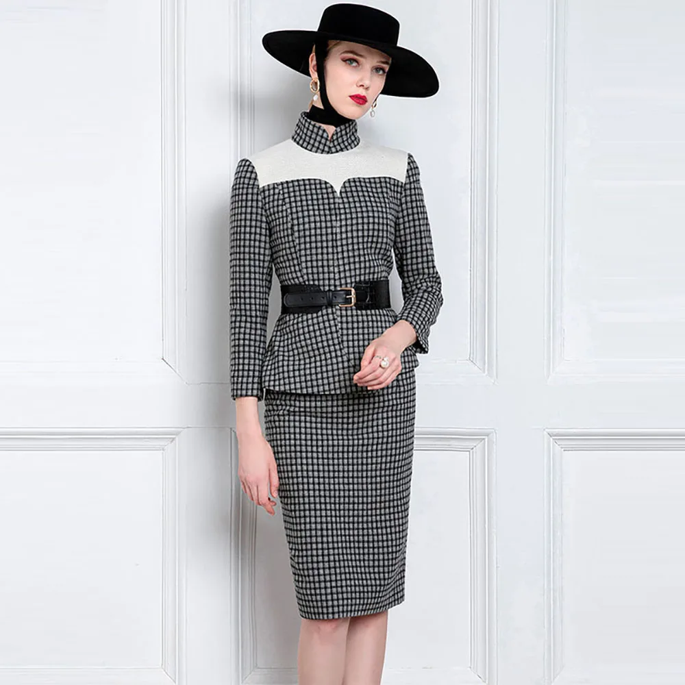 High End Plaid Tweed Professional Suit Skirt Fashion Bag Buttocks Two Piece Suit Temperament Celebrity Dress Autumn And Winter
High End Plaid Tweed Professional Suit Skirt Fashion Bag Buttocks Two Piece Suit Temperament Celebrity Dress Autumn And Winter