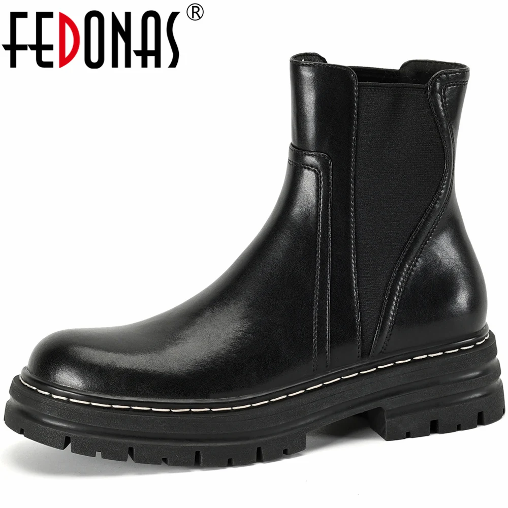 FEDONAS Splicing Genuine Leather Women Ankle Boots Round Toe Thick Heels Leisure Casual Working Shoes Woman Autumn Winter Basic
FEDONAS Splicing Genuine Leather Women Ankle Boots Round Toe Thick Heels Leisure Casual Working Shoes Woman Autumn Winter Basic