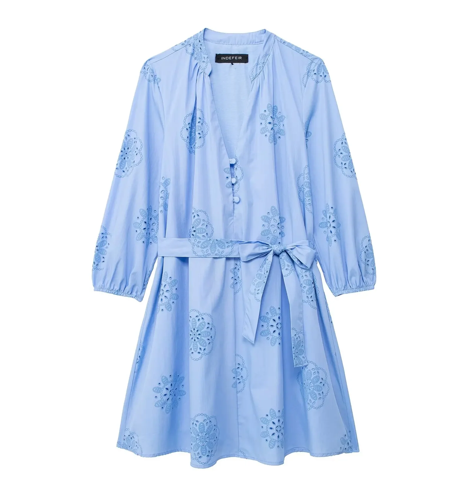 Women's 2024 New Fashion With Belt Button Decoration Casual Poplin Embroidery Mini Dress Retro Long sleeved Women's Dress Mujer
Women's 2024 New Fashion With Belt Button Decoration Casual Poplin Embroidery Mini Dress Retro Long sleeved Women's Dress Mujer