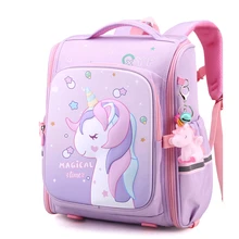 New Girl School Bags Child Pink Unicorn Printing Backpacks Kindergarten Student Cute Girls Childrens Schoolbag Waterproof Kid